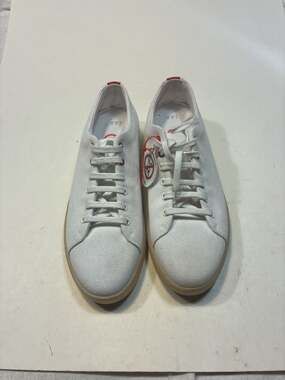 JAK White and Red Canvas Vegan-Friendly Low-Top Sneakers